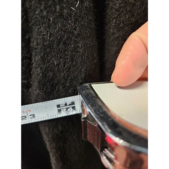 Black Wool Dress Coat Vintage 80's Womens Size Large Bow in Back - Picture 9 of 10